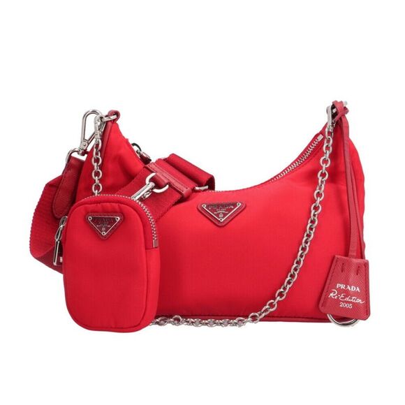 Prada Handbags - Prada Nylon Red Shoulder Bags